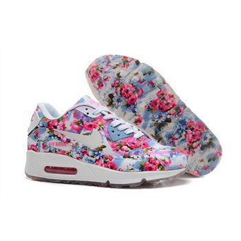 Nike Air Max 90 Womens Shoes Flower Pink Blue White Special France